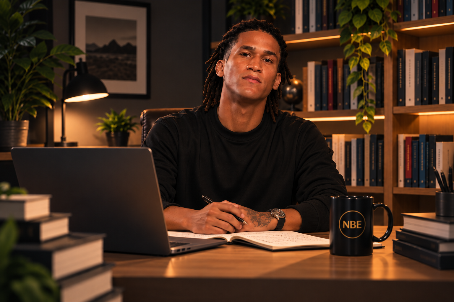 Professor em ambiente de estudo da Comunidade NBE